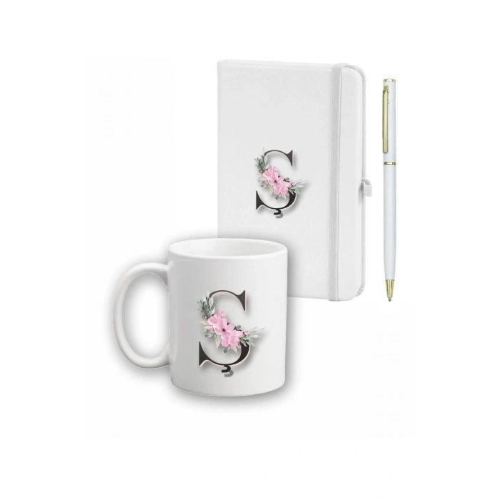 Çiçek Desen Ajanda, Kupa Ve Kalem Seti