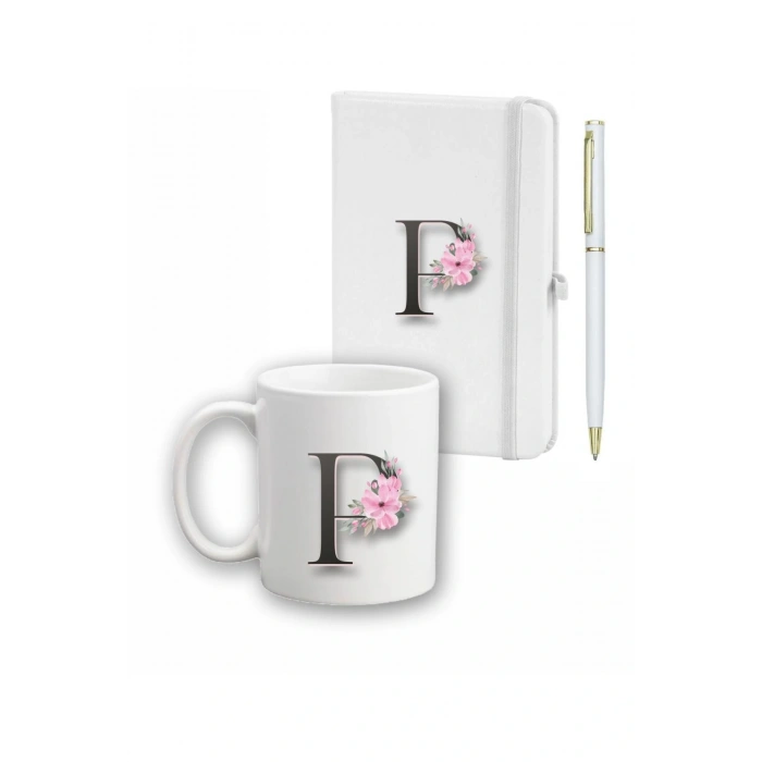Çiçek Desen Ajanda, Kupa Ve Kalem Seti