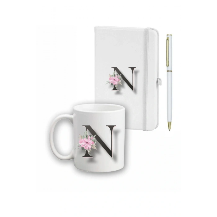 Çiçek Desen Ajanda, Kupa Ve Kalem Seti