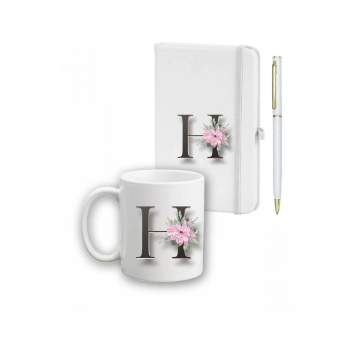 Çiçek Desen Ajanda, Kupa Ve Kalem Seti