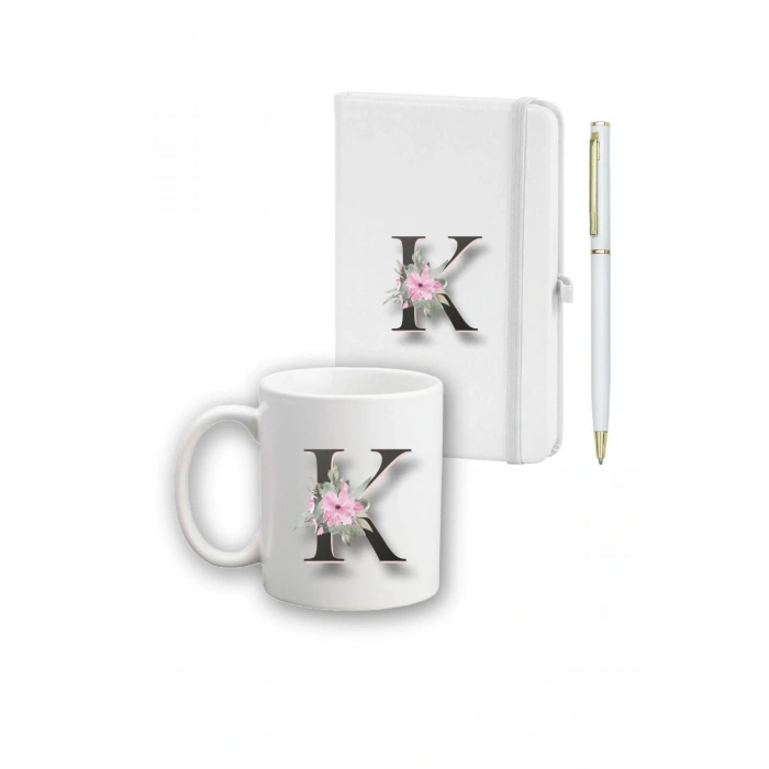 Çiçek Desen Ajanda, Kupa Ve Kalem Seti