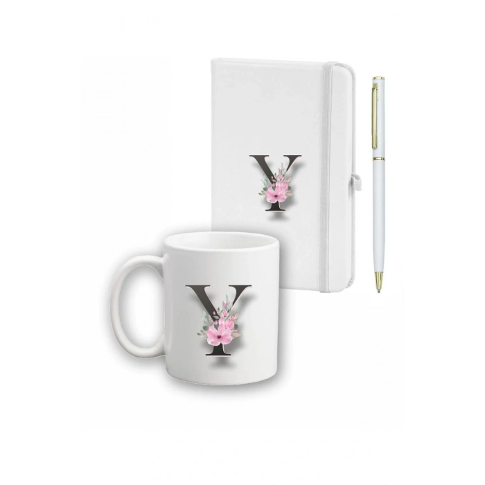 Çiçek Desen Ajanda, Kupa Ve Kalem Seti
