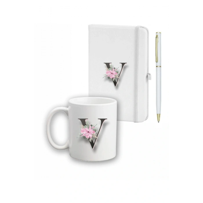 Çiçek Desen Ajanda, Kupa Ve Kalem Seti