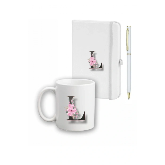 Çiçek Desen Ajanda, Kupa Ve Kalem Seti