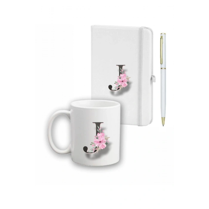 Çiçek Desen Ajanda, Kupa Ve Kalem Seti