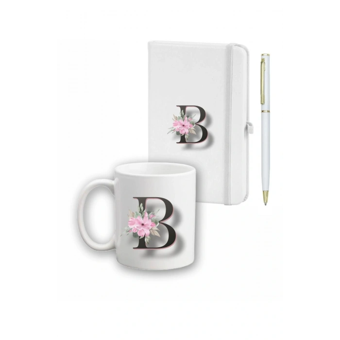 Çiçek Desen Ajanda, Kupa Ve Kalem Seti