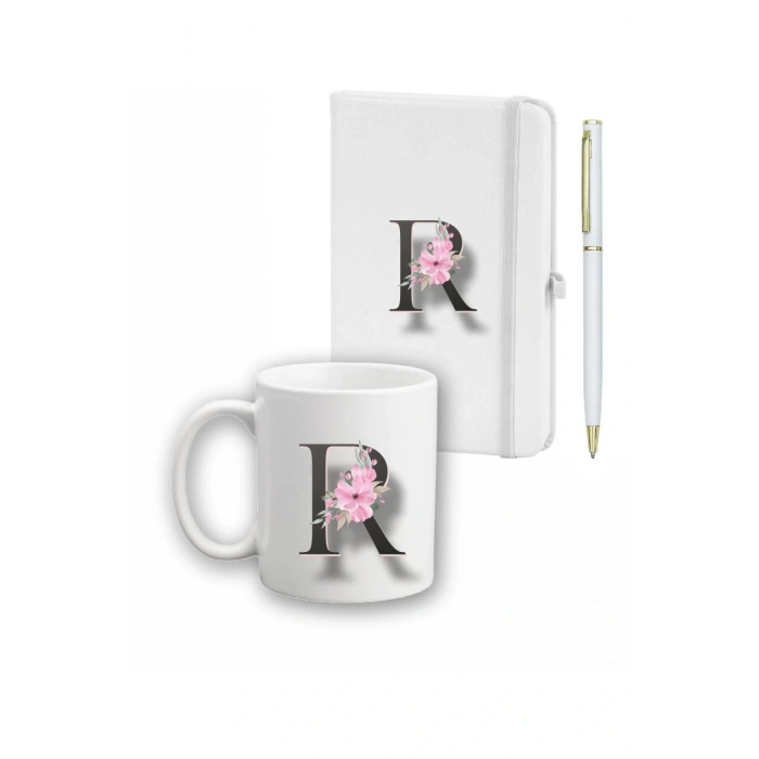 Çiçek Desen Ajanda, Kupa Ve Kalem Seti