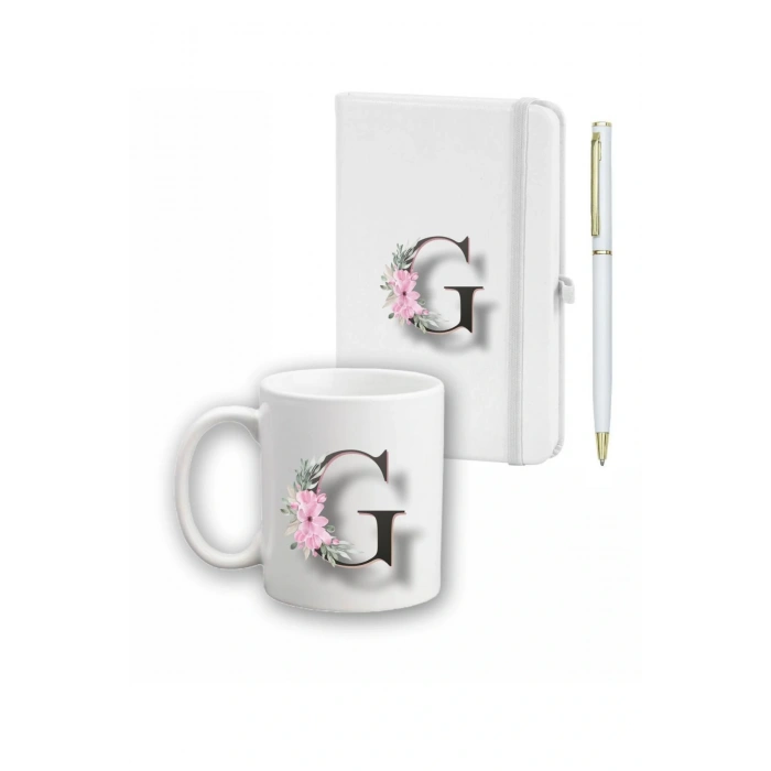 Çiçek Desen Ajanda, Kupa Ve Kalem Seti