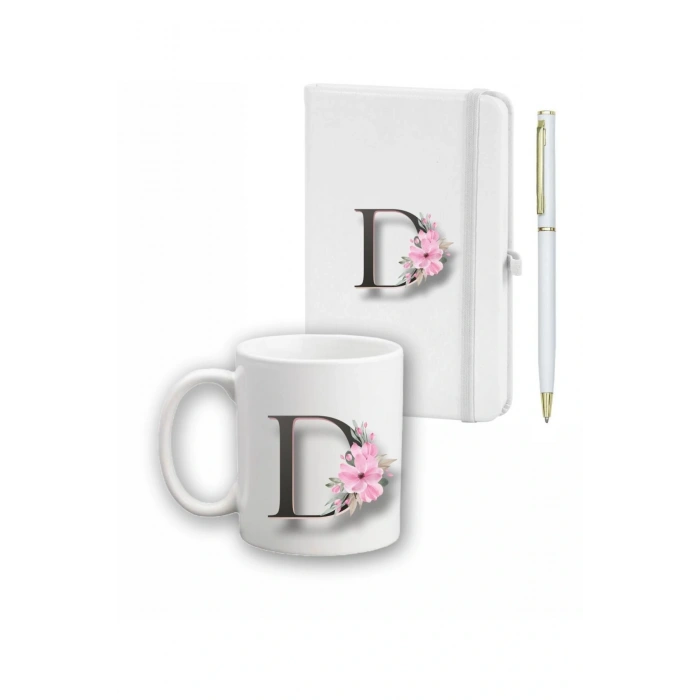 Çiçek Desen Ajanda, Kupa Ve Kalem Seti
