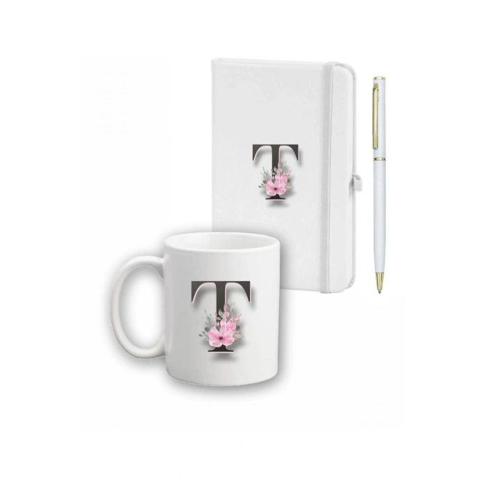 Çiçek Desen Ajanda, Kupa Ve Kalem Seti