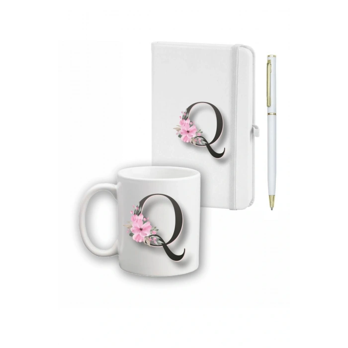 Çiçek Desen Ajanda, Kupa Ve Kalem Seti