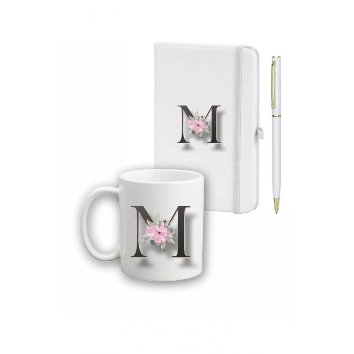 Çiçek Desen Ajanda, Kupa Ve Kalem Seti