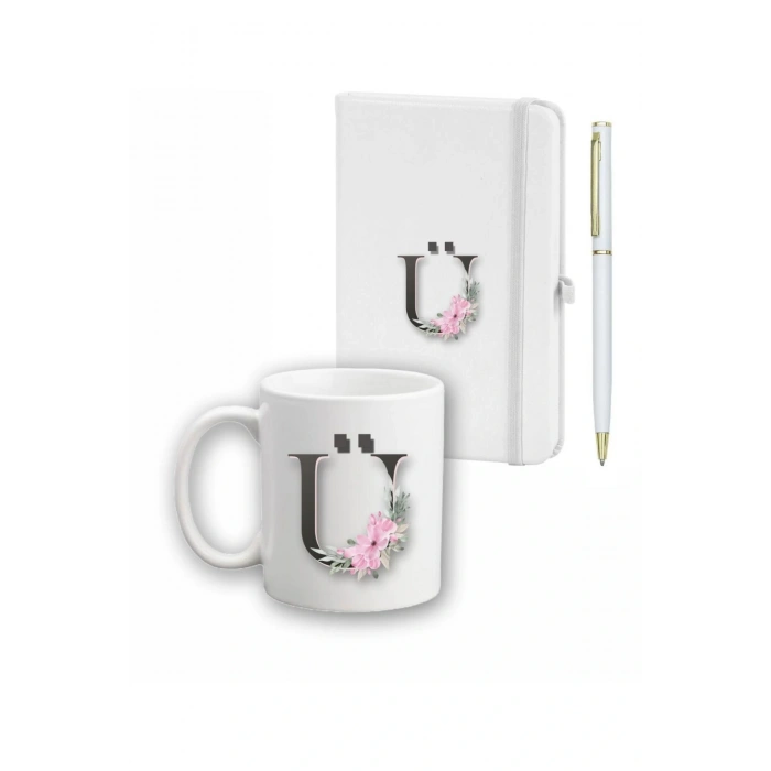 Çiçek Desen Ajanda, Kupa Ve Kalem Seti