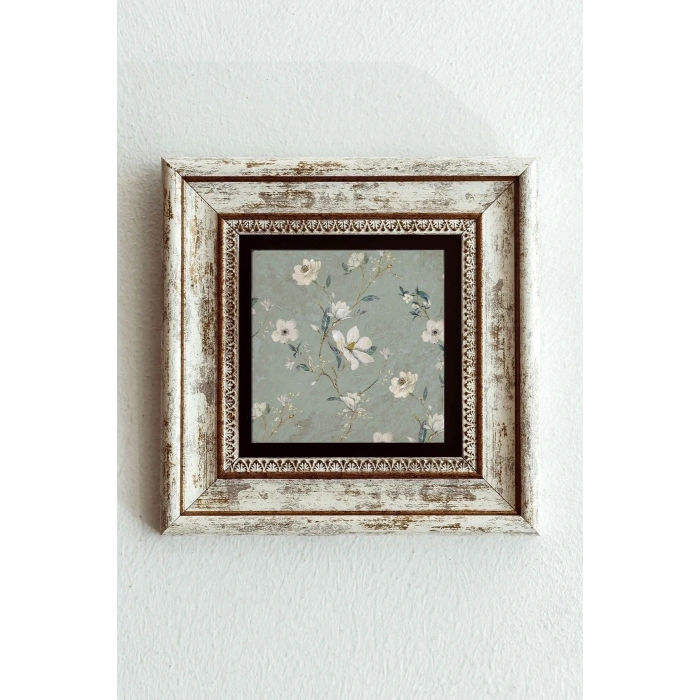 Çiçek Desenli Çerçeveli Taş Tablo , Çerçeveli Taş Duvar Dekoru-enkcrcvtbl-00183 20 cm