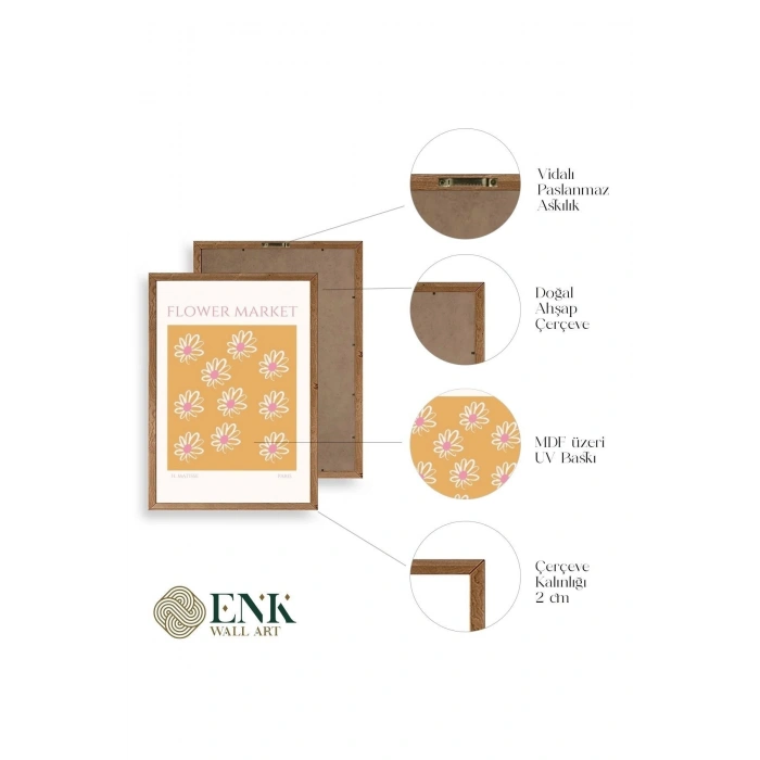 Çiçek Pazarı Ahşap Çerçeveli Tablo 17 x 23