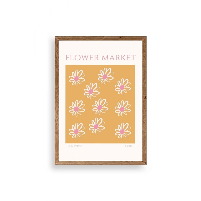 Çiçek Pazarı Ahşap Çerçeveli Tablo 23 x 30