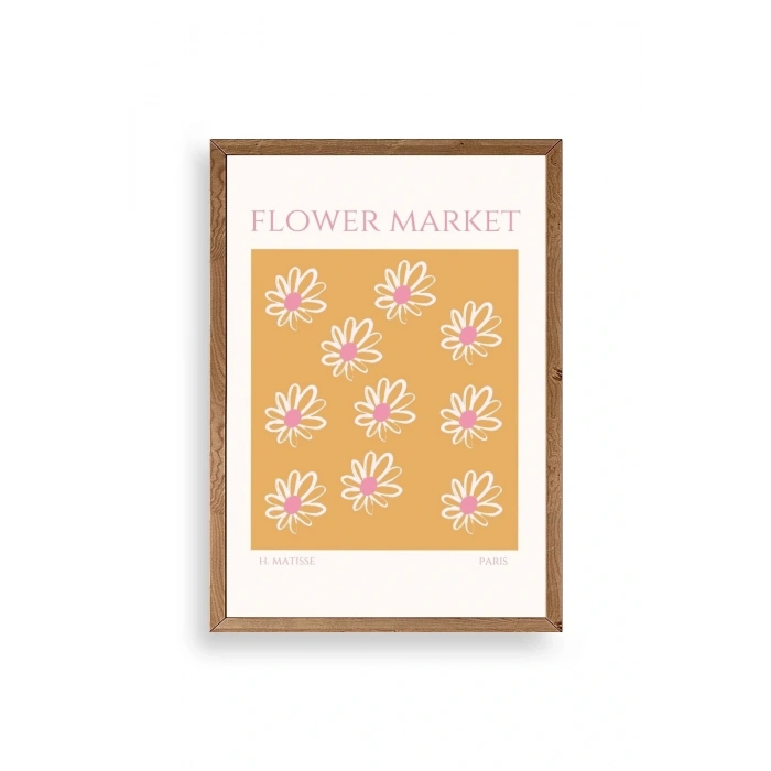 Çiçek Pazarı Ahşap Çerçeveli Tablo 23 x 30