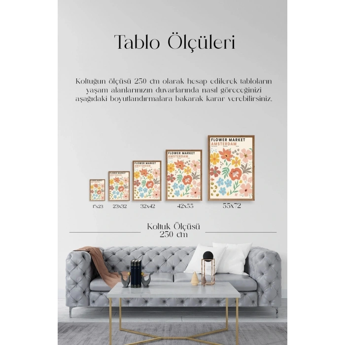 Çiçek Pazarı Ahşap Çerçeveli Tablo 50 x 70