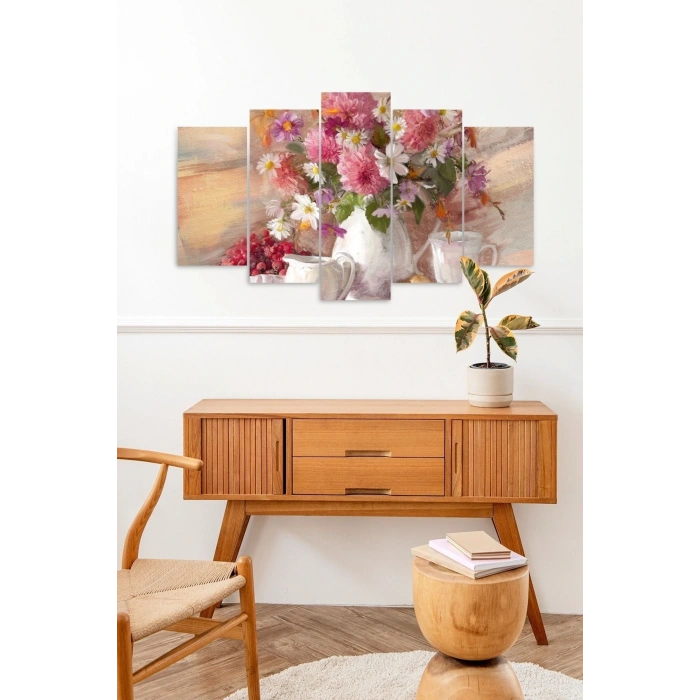 Çiçekler 5 Parçalı Mdf Tablo 60 x 100