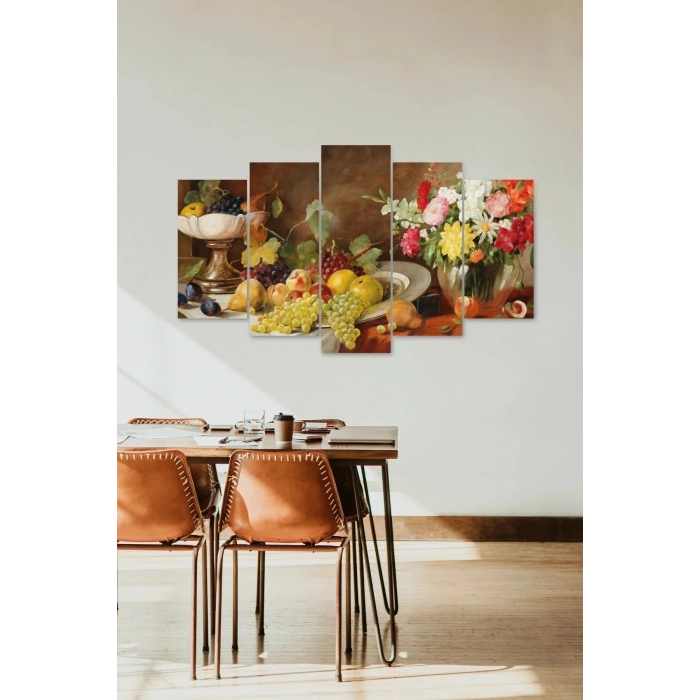 Çiçekler 5 Parçalı Mdf Tablo 60 x 100
