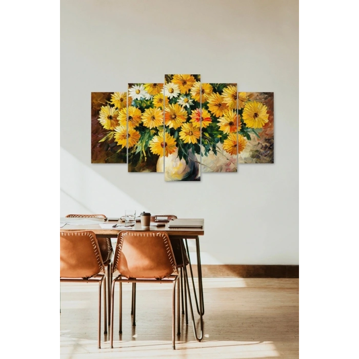 Çiçekler 5 Parçalı Mdf Tablo 60 x 100