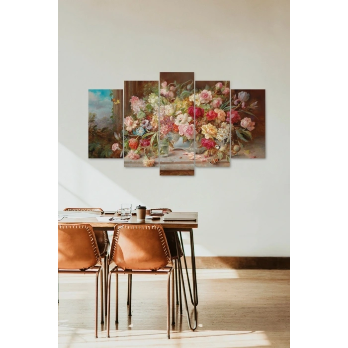 Çiçekler 5 Parçalı Mdf Tablo 60 x 100