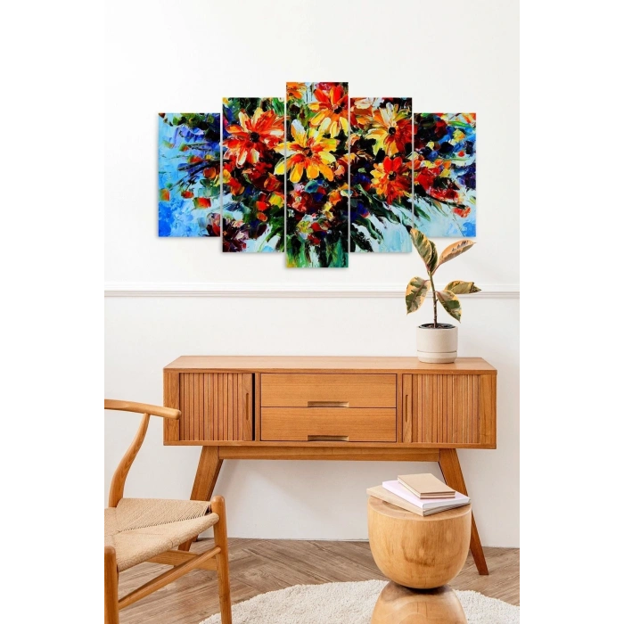 Çiçekler 5 Parçalı Mdf Tablo 60 x 100