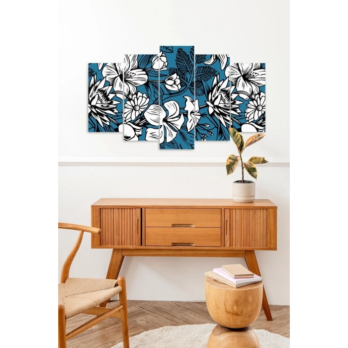 Çiçekler 5 Parçalı Mdf Tablo 60 x 100