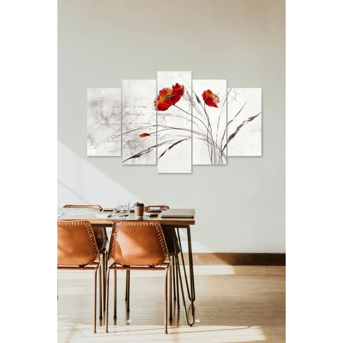 Çiçekler 5 Parçalı Mdf Tablo 60 x 100