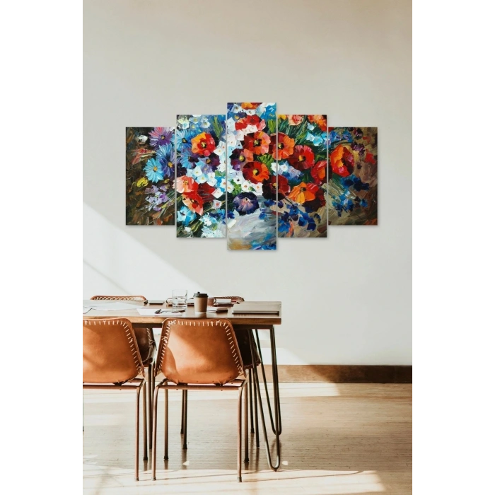 Çiçekler 5 Parçalı Mdf Tablo 60 x 100