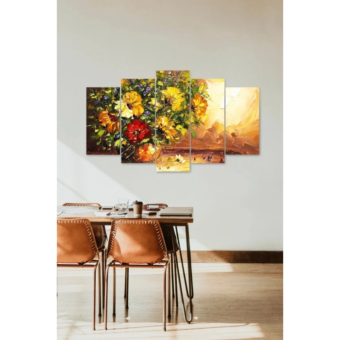 Çiçekler 5 Parçalı Mdf Tablo 60 x 100