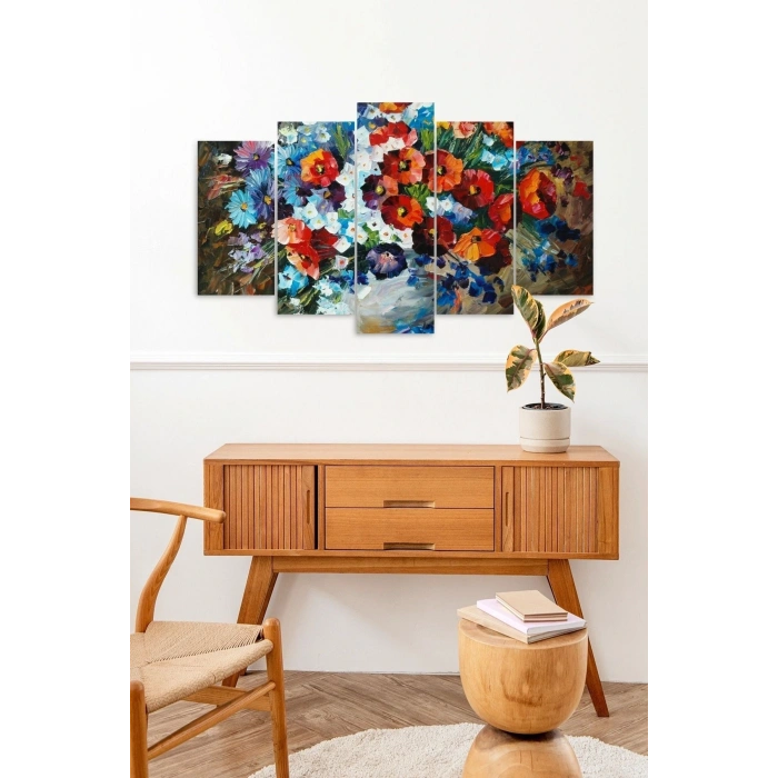 Çiçekler 5 Parçalı Mdf Tablo 60 x 100