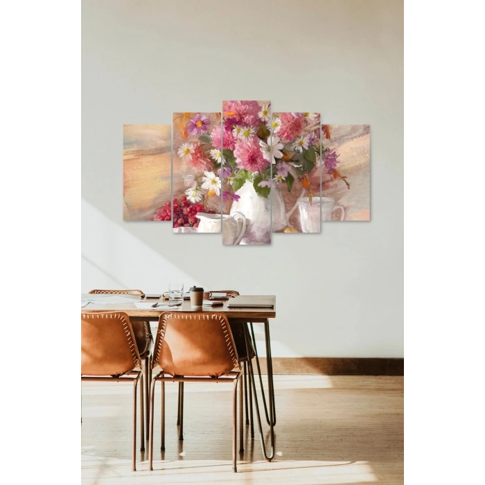 Çiçekler 5 Parçalı Mdf Tablo 60 x 100