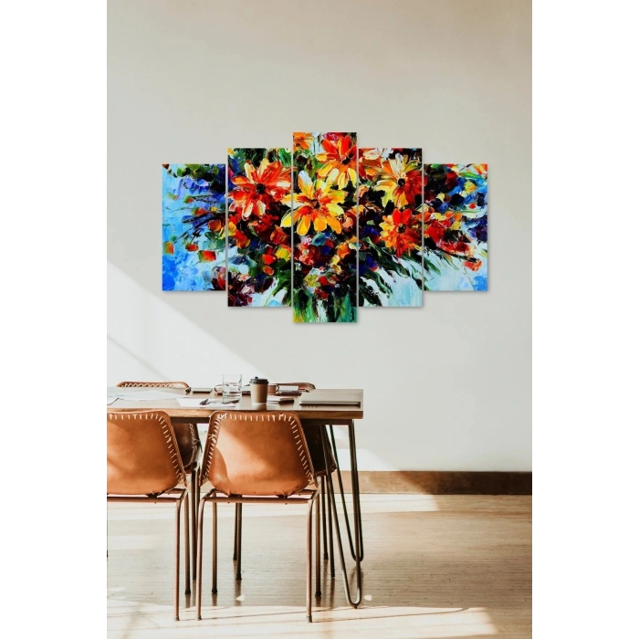 Çiçekler 5 Parçalı Mdf Tablo 60 x 100