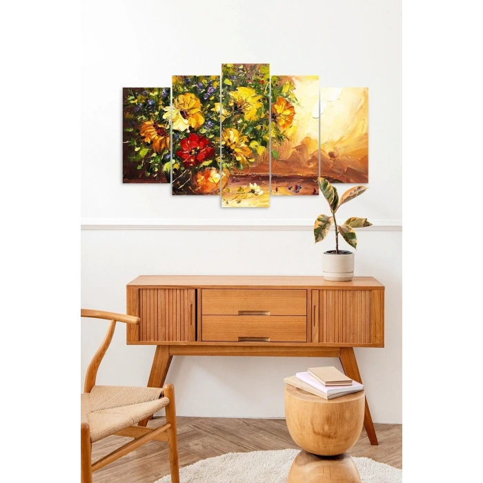 Çiçekler 5 Parçalı Mdf Tablo 60 x 100