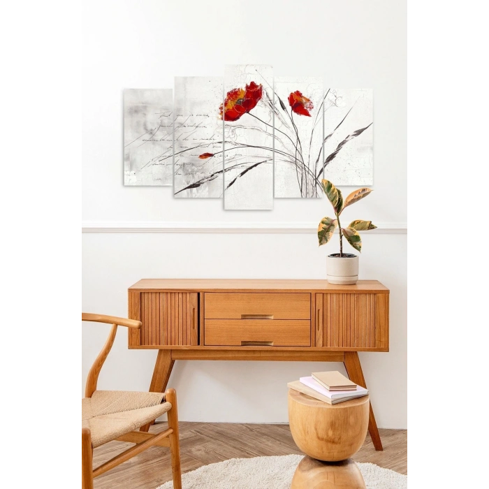 Çiçekler 5 Parçalı Mdf Tablo 60 x 100