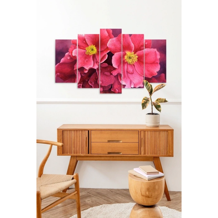 Çiçekler 5 Parçalı Mdf Tablo 60 x 100