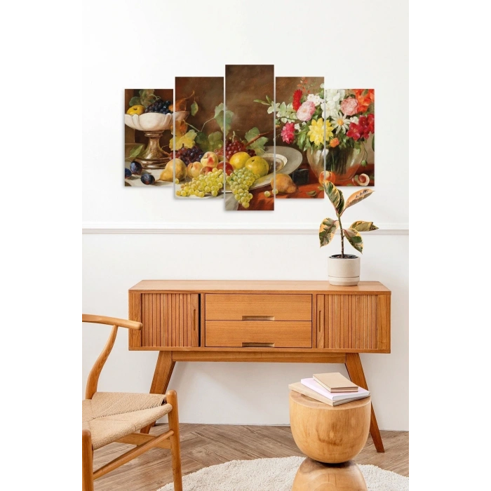 Çiçekler 5 Parçalı Mdf Tablo 60 x 100