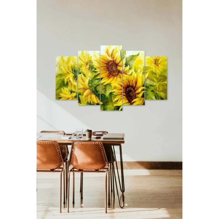 Çiçekler 5 Parçalı Mdf Tablo 60 x 100