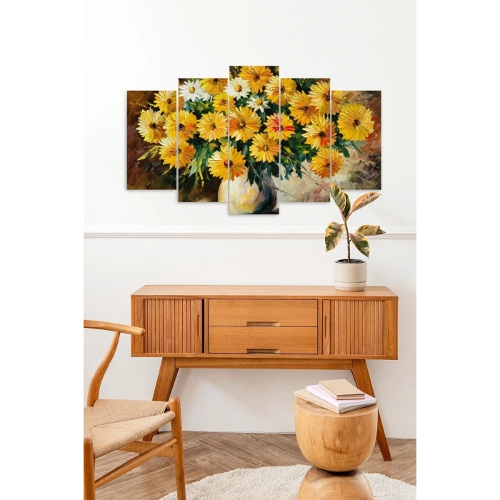 Çiçekler 5 Parçalı Mdf Tablo 60 x 100