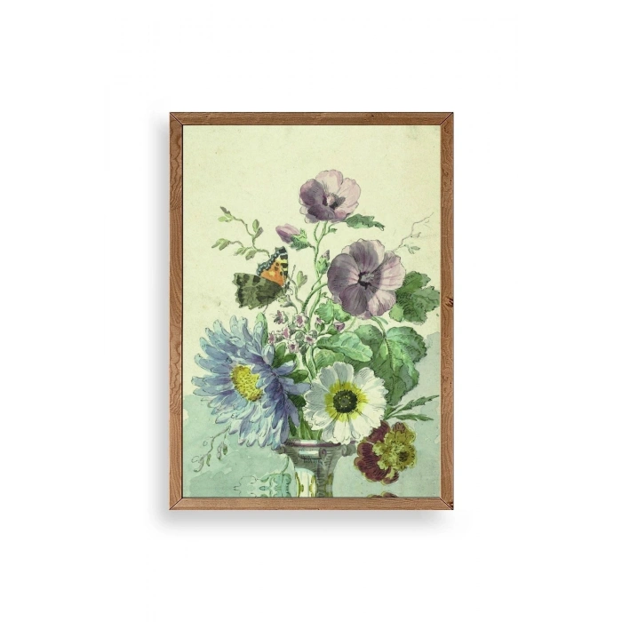 Çiçekler Ahşap Çerçeveli Tablo 17 x 23