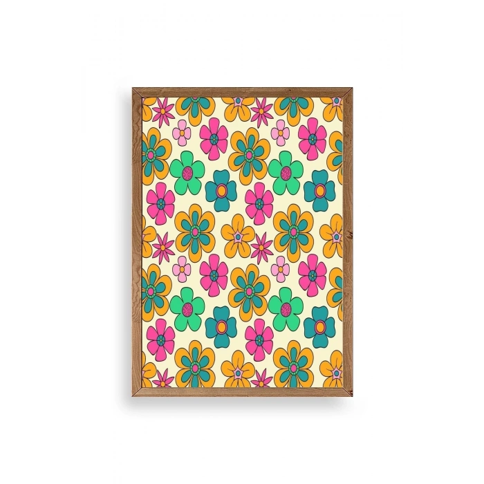 Çiçekler Ahşap Çerçeveli Tablo 17 x 23