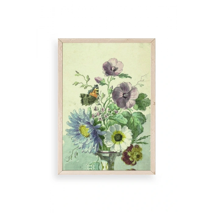 Çiçekler Ahşap Çerçeveli Tablo 17 x 23