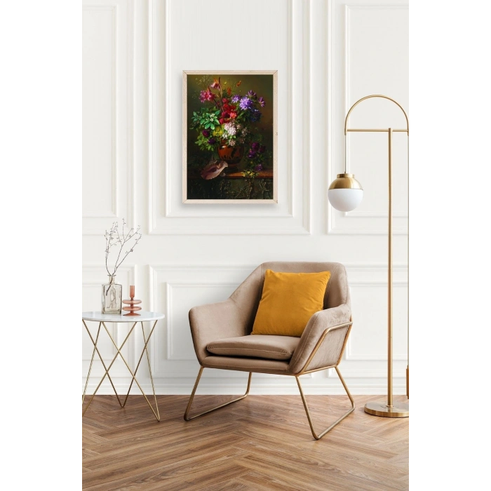 Çiçekler Ahşap Çerçeveli Tablo 17 x 23