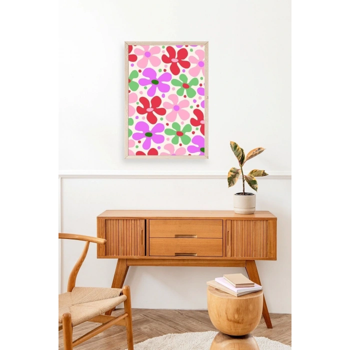 Çiçekler Ahşap Çerçeveli Tablo 17 x 23