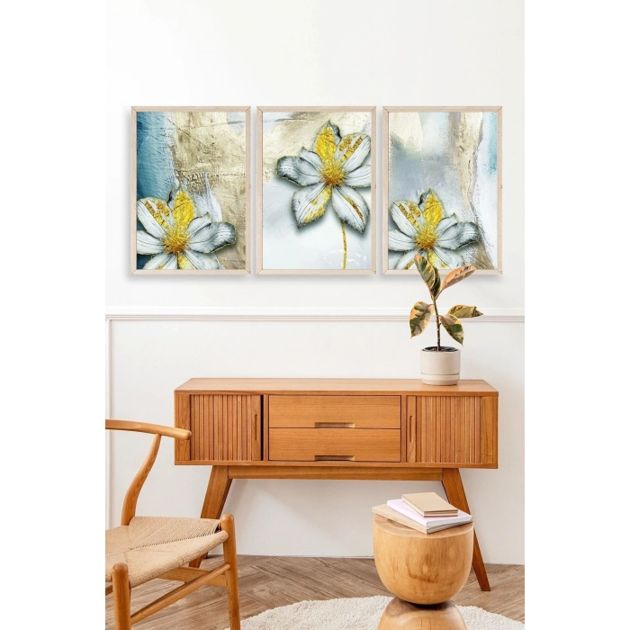 Çiçekler Ahşap Çerçeveli Tablo 17 x 23