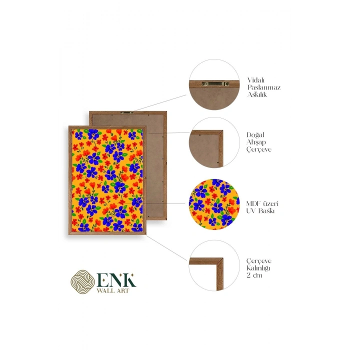 Çiçekler Ahşap Çerçeveli Tablo 17 x 23