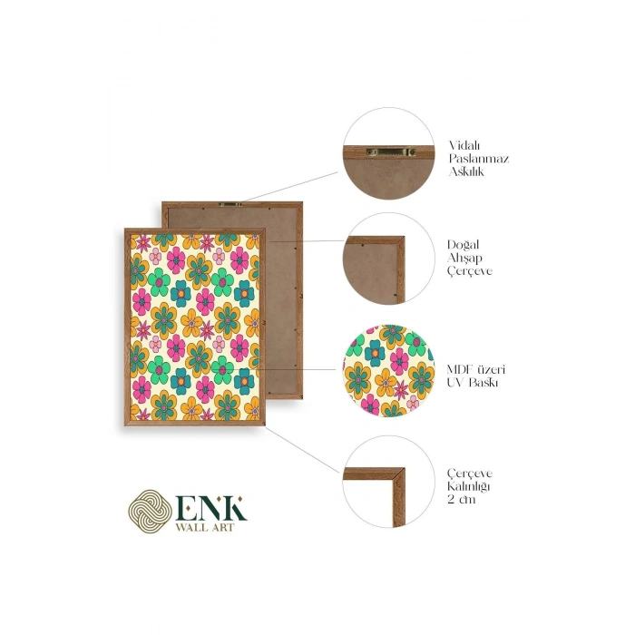 Çiçekler Ahşap Çerçeveli Tablo 17 x 23