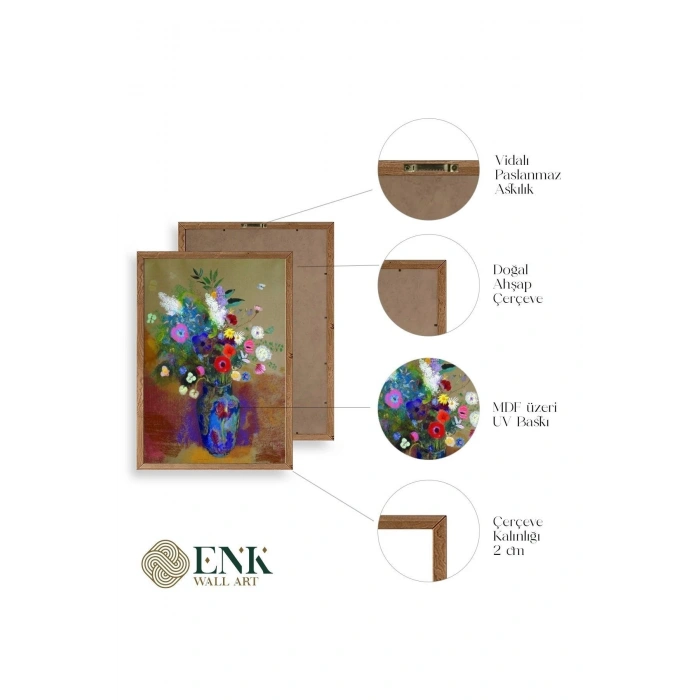 Çiçekler Ahşap Çerçeveli Tablo 17 x 23