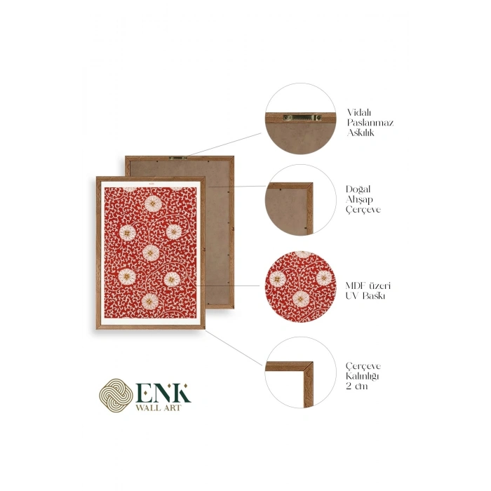 Çiçekler Ahşap Çerçeveli Tablo 17 x 23